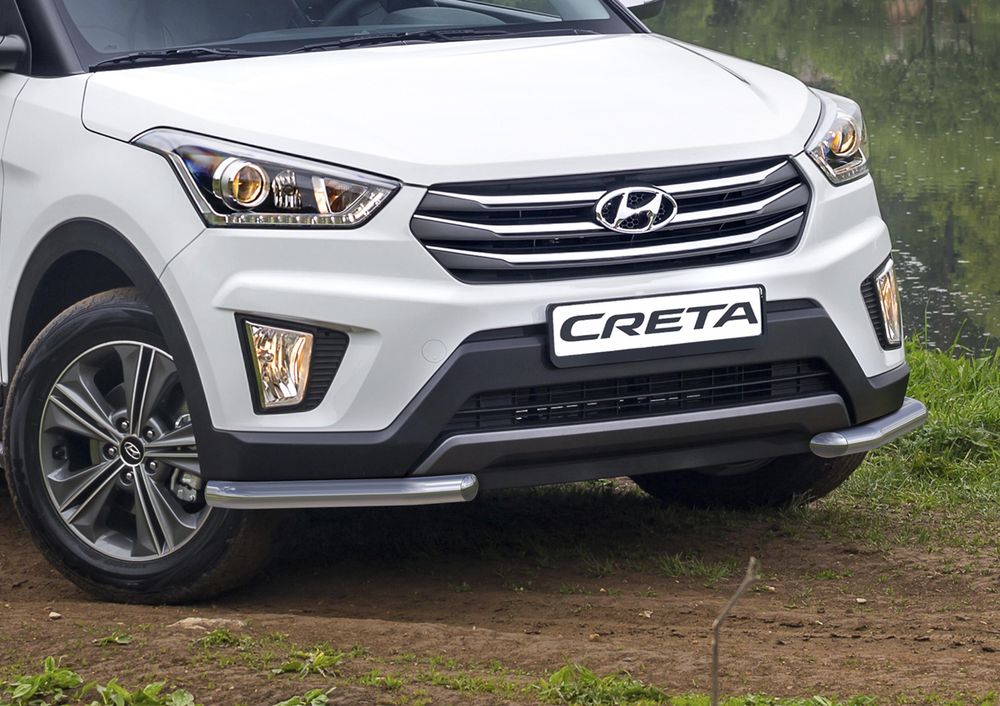 Защита переднего бампера Rival, для Hyundai Creta 2016-, d57 уголки+комплект крепежа, 2 штR.2310.003 Защита переднего бампера Rival, для Hyundai Creta 2016-, d57 уголки+комплект крепежа, 2 штR.2310.003Стильное навесное оборудование Rival дополняет внешний вид автомобиля, придавая ему индивидуальность, позволяет защитить кузов и лакокрасочное покрытие от повреждений при столкновении во время парковки или во время движения в плотном потоке автомобилей.- Использование высококачественной нержавеющей стали(марка AISI 304, толщина стенки 1,5 мм) обеспечивает долговечную эксплуатацию. - Гарантия на сквозную коррозию и на целостность сварных швов - 5 лет.- Использование электроплазменной полировки позволяет добиться качественной равномерной зеркальной поверхности.- Установка в штатные места крепления не требует сверления и дополнительной доработки автомобиля.- Сохранение дорожного просвета (клиренса).- Возможность регулировки навесного оборудования при установке на автомобиле.- Продукт сертифицирован – нет проблем с постановкой на учет.- Производство на высокоточном оборудовании позволяет изготовить индивидуальный продукт с высокой точностью повторения геометрии автомобиля.- В комплекте крепеж и инструкция по установке.Совместимость с дополнительным оборудованием и аксессуарами Rival и с большинством оригинальных аксессуаров.