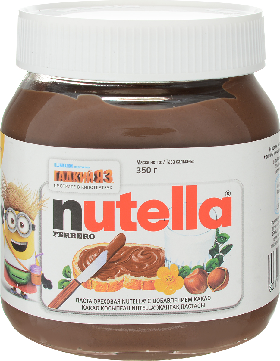 Nutella паста ореховая с добавлением какао, 350 г77118852/77100795/77097903 Nutella паста ореховая с добавлением какао, 350 г77118852/77100795/77097903Nutella обладает неповторимым вкусом лесных орехов и какао, а ее нежная кремовая текстура делает вкус еще интенсивнее. Секрет уникального вкуса в особенном рецепте отборных ингредиентах и тщательном приготовлении. При производстве Nutella не используются консерванты и красители. Сегодня Nutella является одной из самых узнаваемых и любимых марок в мире, продуктом, продажи которого составляют треть годового оборота компании Ferrero. Хороший день начинается с Nutella!Уважаемые клиенты!Обращаем ваше внимание на изменения в дизайне товара.