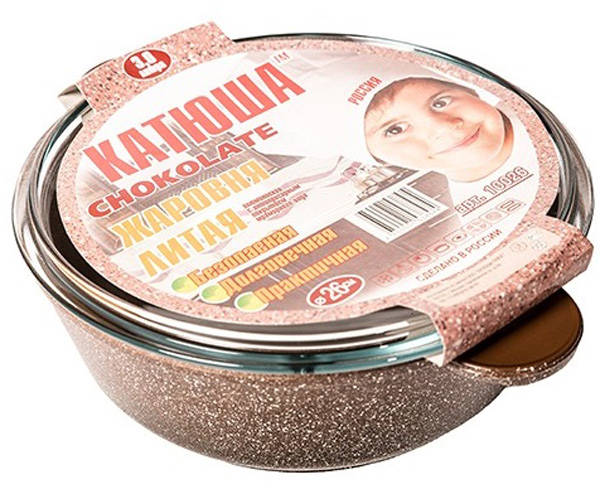Жаровня Катюша Гранит, литая, с антипригарным покрытием, с крышкой. Диаметр 28 см. 1002810028 Жаровня Катюша Гранит, литая, с антипригарным покрытием, с крышкой. Диаметр 28 см. 1002810028Жаровня а/п литая 5,5л. 32см. со стекл. крыш. Толщина стенок-4,5мм, толщина дна-6мм