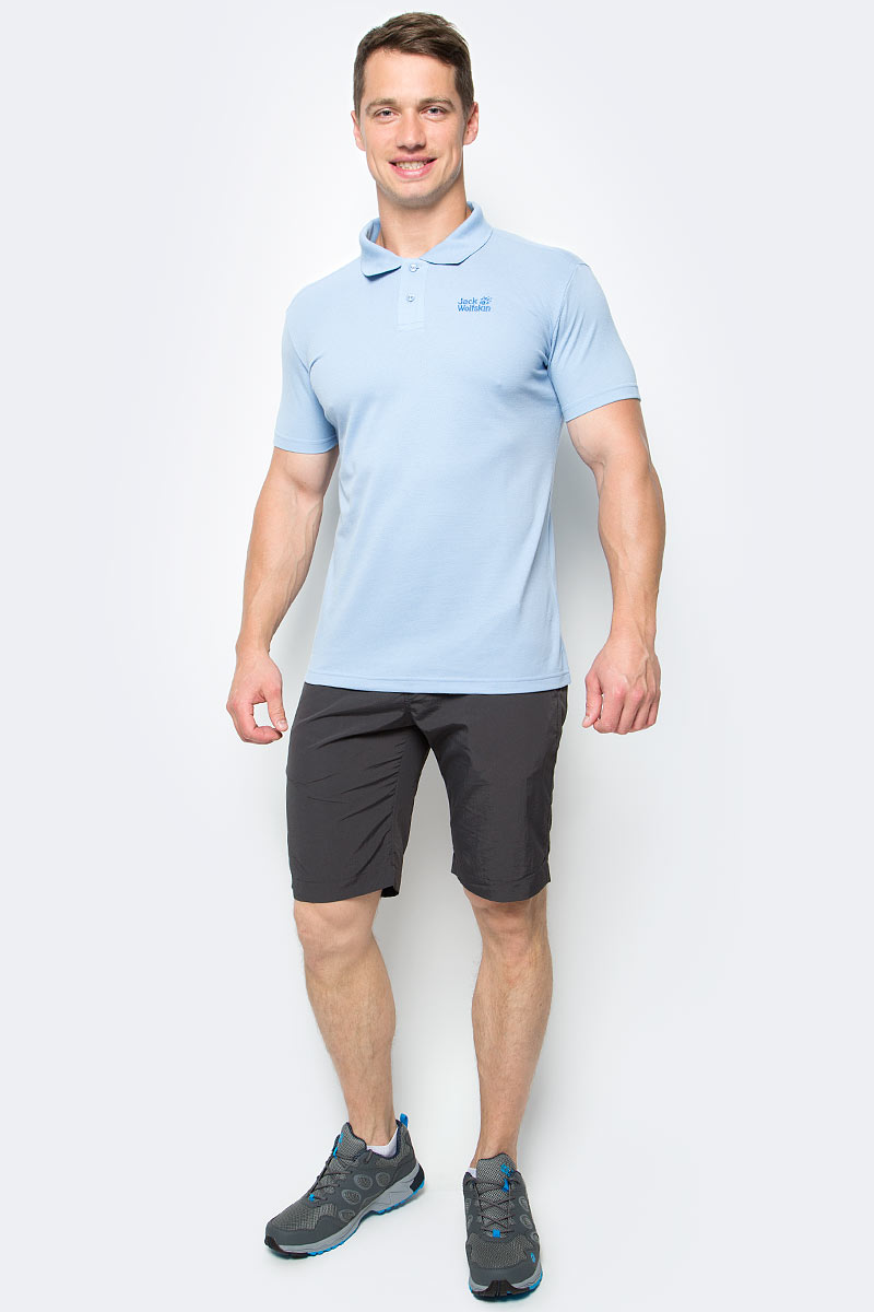 Поло мужское Jack Wolfskin Pique Polo M, цвет: голубой. 1804652-1261. Размер XXXL (56)1804652-1261 Поло мужское Jack Wolfskin Pique Polo M, цвет: голубой. 1804652-1261. Размер XXXL (56)1804652-1261Поло мужское Pique Polo M изготовлено из полиэстера и одной трети органического хлопка и сочетает преимущества каждого из этих материалов. Ткань прочная, приятная на ощупь и быстро сохнет. Кроме того, специальная структура ткани позволяет воздуху циркулировать, что создает дополнительный комфорт в жару. Модель имеет отложной воротник на пуговицах и короткие стандартные рукава. Это удобное базовое поло идеально подходит для путешествий, отдыха и ежедневного использования.