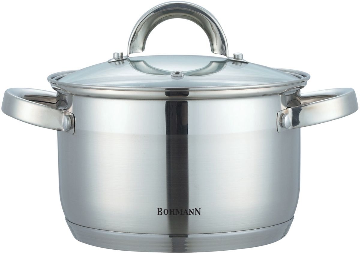 Кастрюля Bohmann, с крышкой, 2,1 л. 1416BH1416BH Кастрюля Bohmann, с крышкой, 2,1 л. 1416BH1416BHСтальная кастрюля со стеклянными крышками; Подходит для индукционных плит; Размеры: 16х10,5см - 2,1л.