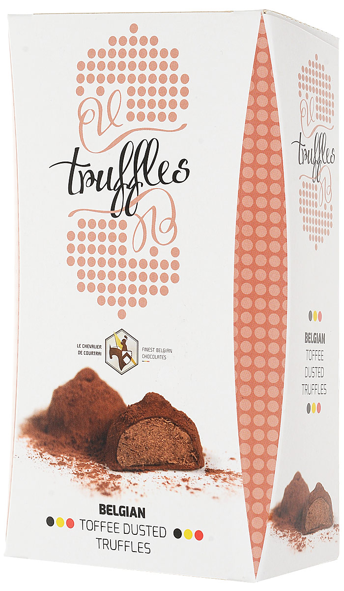 Le Chevalier de Courtrai Трюфель конфеты шоколадные с начинкой со вкусом карамели Toffee, 157 гМС-00008291 Le Chevalier de Courtrai Трюфель конфеты шоколадные с начинкой со вкусом карамели Toffee, 157 гМС-00008291Шоколадные конфеты Трюфель с начинкой со вкусом карамели. Трюфель из бельгийского шоколада с карамельным кремом, украшенный какао. С 1949 года компания Vandenbulcke Confiserie NV специализируется на производстве шоколадных конфет, морских ракушек, трюфелей, шоколадных плиток и сезонных подарочных изделий.Сегодня компания представлена более чем в 50 странах мира.