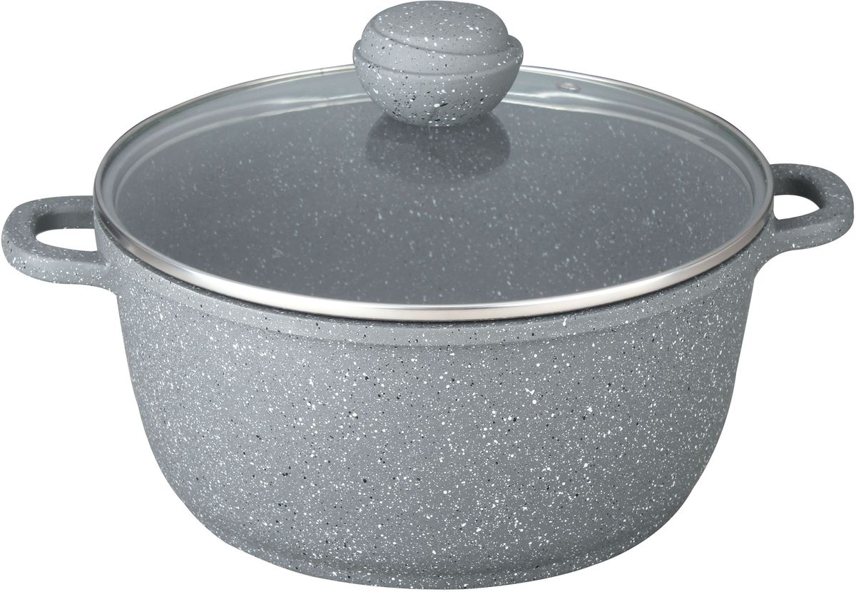 Кастрюля Bekker Silver Marble. BK-3815, 4.3 лBK-3815 Кастрюля Bekker Silver Marble. BK-3815, 4.3 лBK-38154,3 л/24 см. Кастрюля со стеклянной крышкой. Толщина стенки 2,0 мм, дна 4,5 мм, высота 11,5 см. Внутри антипригарное серое мраморное покрытие, снаружи жаропрочное серое мраморное покрытие. Ручка крышки с покрытием Soft touch. Ручки кастрюли из литого алюминия. Подходит для индукц.плит и чистки в посудомоечной машине.Состав: литой алюминий.