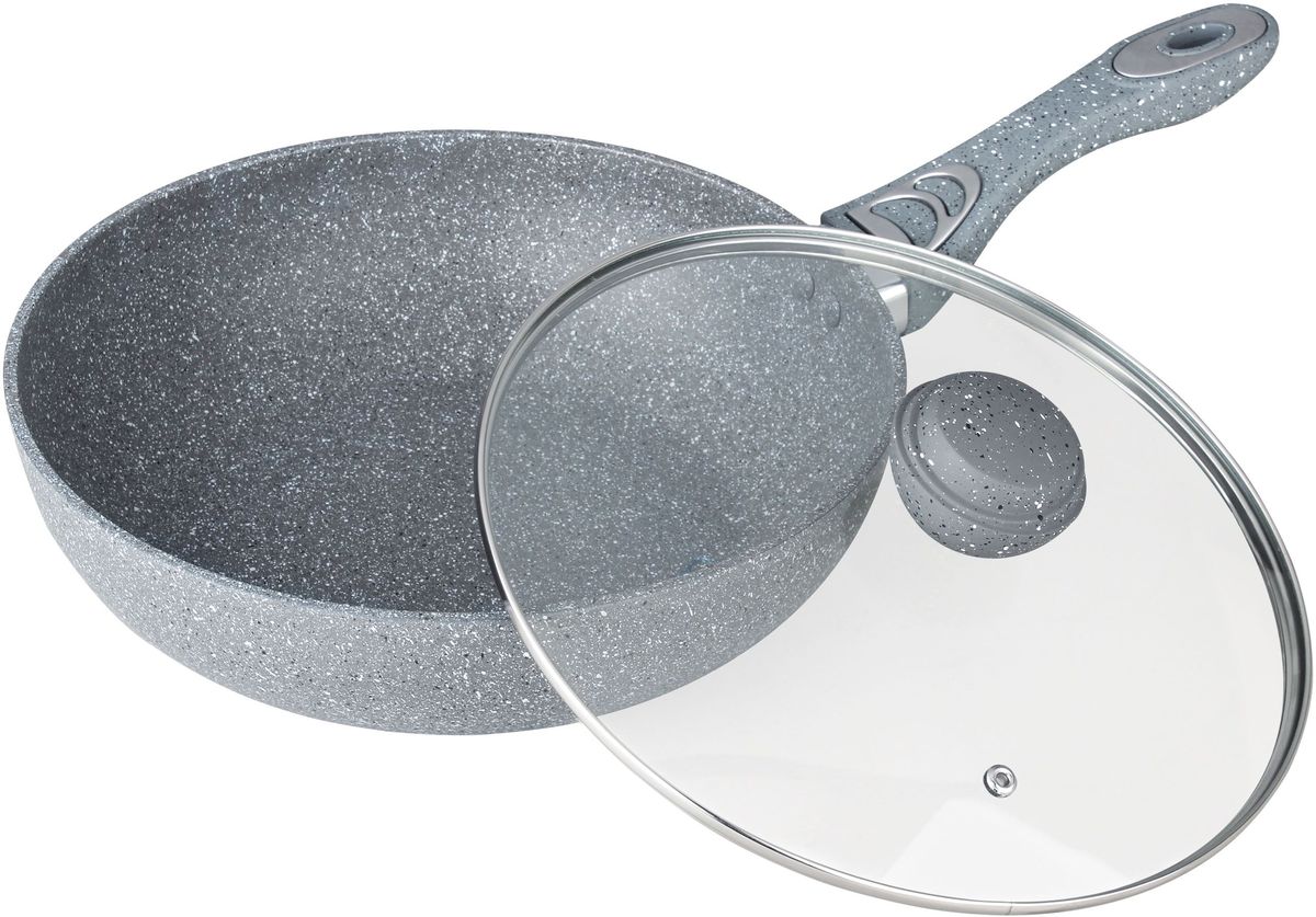Сковорода ВОК Bekker Silver Marble. BK-7909, 28 смBK-7909 Сковорода ВОК Bekker Silver Marble. BK-7909, 28 смBK-790928с м/3,9 л. Сковорода ВОК со стеклянной крышкой. Толщина стенки 2,0 мм, дна 4,0 мм, высота 8 см. Внутри антипригарное серое мраморное покрытие, снаружи жаропрочное серое мраморное покрытие. Ручка крышки с покрытием Soft touch. Ручки сковороды бакелитовые с покрытием Soft touch. Подходит для индукц.плит и чистки в посудомоечной машине. Состав: кованый алюминий.
