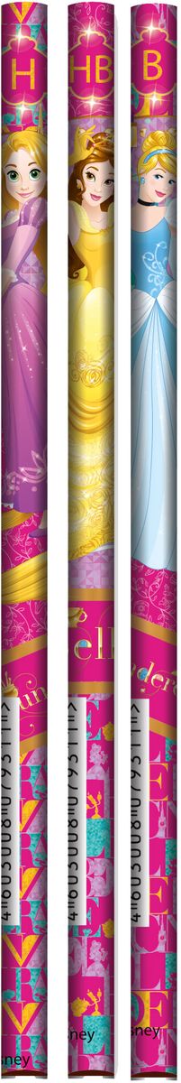 Disney Princess Набор карандашей простых чернографитных 3 штPREB-US1-102-H3 Disney Princess Набор карандашей простых чернографитных 3 штPREB-US1-102-H3Набор карандашей простых чернографитных, 3 шт., твердость грифеля - H, HB, B; упакован ПП пакет с подвесом. Размер 24 х 6 х 0,7 см.