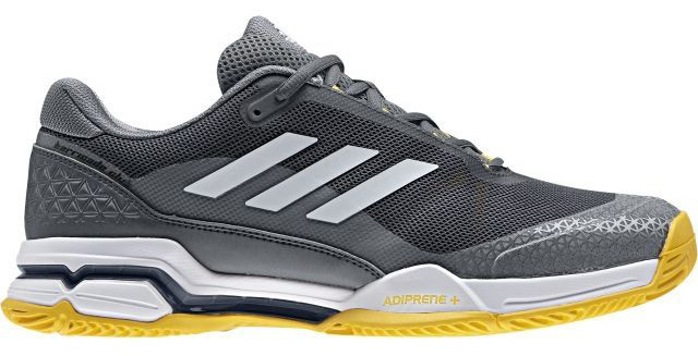 Кроссовки для тенниса мужские Adidas Barricade Club, цвет: серый, белый. BY1638. Размер 12 (46)BY1638 Кроссовки для тенниса мужские Adidas Barricade Club, цвет: серый, белый. BY1638. Размер 12 (46)BY1638Контролируй ход игры и побеждай в каждом сете. Эти мужские теннисные кроссовки Adidas Barricade Club с амортизацией boost возвращают энергию каждого шага и обеспечивают устойчивость на любой поверхности даже на высоких скоростях. Бесшовный вязаный верх плотно обхватывает ногу, обеспечивая надежную посадку. Вязаный верх естественным образом растягивается, адаптируясь под форму стопы, и таким образом снижает риск раздражения кожи и обеспечивает комфортную посадку; бесшовная конструкция подкладки плотно облегает стопу для комфортной посадки. Износостойкая вставка ADITUFF в передней и средней части кроссовка защищает стопу от пробуксовки и подворачивания во время подач, ударов с лета и резких боковых движений. Гибкий мысок позволяет пальцам двигаться естественно. Каркас BARRICADE поддерживает и стабилизирует среднюю часть стопы во время динамичных маневров на корте. Анатомическая конструкция GEOFIT для комфорта; слегка расширенная передняя часть. Исключительно износостойкая подошва ADIWEAR.