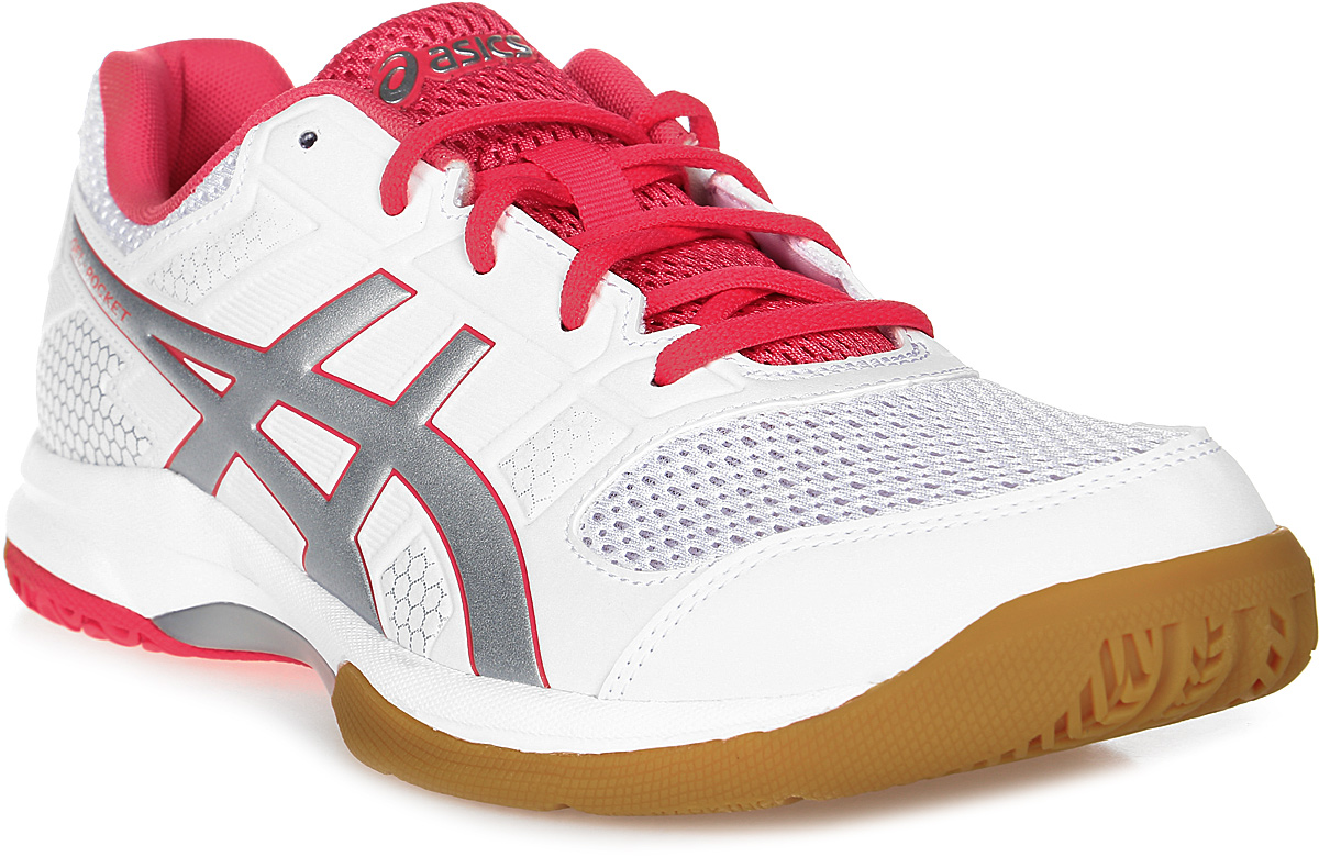 Кроссовки женские Asics Gel-Rocket 8, цвет: белый, коралловый. B756Y-0119. Размер 9H (40)B756Y-0119 Кроссовки женские Asics Gel-Rocket 8, цвет: белый, коралловый. B756Y-0119. Размер 9H (40)B756Y-0119Женские волейбольные кроссовки Asics Gel-Rocket 8 созданы специально для спортсменок, которые совершают большое количество быстрых боковых движений. Воздухопроницаемый сетчатый верх модели, укрепленный синтетическими накладками, обеспечивает ощущение комфорта, идеальную посадку и поддержку. Благодаря гелевым вставкам кроссовки смягчают ударную нагрузку во время приземления и дают боковую устойчивость. Asics Gel - это полутвердый вид силикона, расположенныйв носочной области промежуточной подошвы, который сводит к минимуму давление и напряжение, воздействующее на ногу спортсмена во время бега и улучшает возврат энергии. Литой пластиковый элемент Trusstic, расположенный под средней частью подошвы, препятствует скручиванию стопы. Подметка выполнена из материала, содержащего натуральный каучук, который обеспечивает улучшенное сцепление с поверхностями. Съемная стелька из EVA с текстильной поверхностью создает дополнительный комфорт. Стельку можно вынуть и заменить при желании на ортопедическую.