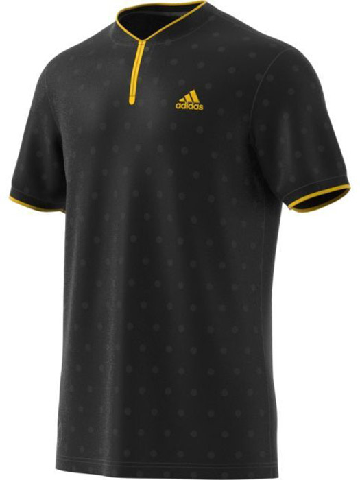 Поло для тенниса мужское Adidas London Polo, цвет: черный. BP5186. Размер M (48/50)BP5186 Поло для тенниса мужское Adidas London Polo, цвет: черный. BP5186. Размер M (48/50)BP5186Стильное мужское поло от Adidas, изготовленное из полиэстера, оформлено на лицевой стороне и рукавах - графическим принтом. Модель с короткими рукавами и воротником - хенли застегивается спереди на кнопки. Кнопки расположены на планке с контрастной оторочкой. Манжеты рукавов дополнены трикотажными резинками. Модель на спине дополнена сетчатой вставкой.
