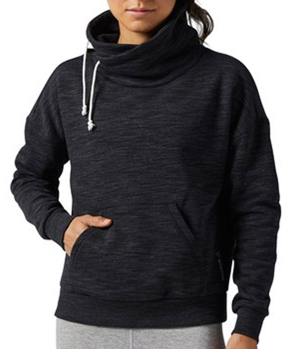 Худи женское Reebok El Marble Bb Cowl, цвет: черный. BR5265. Размер M (46/48)BR5265 Худи женское Reebok El Marble Bb Cowl, цвет: черный. BR5265. Размер M (46/48)BR5265Худи женское Reebok изготовлено из натурального хлопка с добавлением полиэстера. Оригинальный воротник затягивается на прочный шнурок. Спереди худи дополнено карманом кенгуру. Низ изделия и рукава дополнены эластичными манжетами.