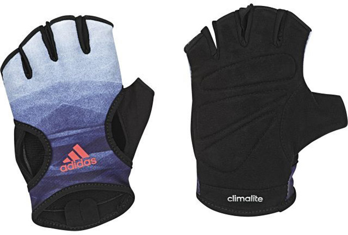 Перчатки для фитнеса Adidas Clite Glov W, цвет: черный, синий. BR6750. Размер 20BR6750 Перчатки для фитнеса Adidas Clite Glov W, цвет: черный, синий. BR6750. Размер 20BR6750Тренируйся эффективнее в спортивных перчатках Adidas. Модель без пальцев сшита из отводящей влагу ткани с мягкой замшевой подкладкой для дополнительного комфорта. Упругие вставки на ладонях для плотного и удобного сцепления с грифом штанги и петелька между пальцами для быстрого снимания. Ткань с технологией climalite® быстро и эффективно отводит влагу с поверхности кожи, поддерживая комфортный микроклимат.