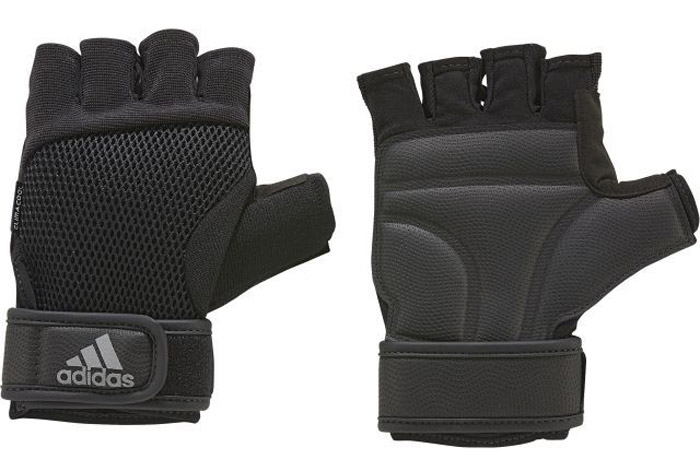 Перчатки для фитнеса Adidas Ccool Perf Gl M, цвет: черный. S99614. Размер 18S99614 Перчатки для фитнеса Adidas Ccool Perf Gl M, цвет: черный. S99614. Размер 18S99614Перчатки для более Adidas предназначены для надежного и комфортного хвата при выполнении упражнений. Мягкие вставки на ладони - для большей защиты. Застежка на липучке на запястье обеспечивает плотную посадку. Освежающая технология climacool® и сетчатая вставка на тыльной стороне для оптимальной вентиляции. Технология climacool® сохраняет приятные ощущения прохлады и свежести благодаря специальным сетчатым вставкам.Амортизирующие вставки на ладонях для дополнительной защиты и сцепленияВентилируемая сетчатая вставка на тыльной стороне.Специальная вставка в области большого пальца эффективно поглощает влагуРегулируемая застежка на липучке.Петелька между пальцами для быстрого снимания.