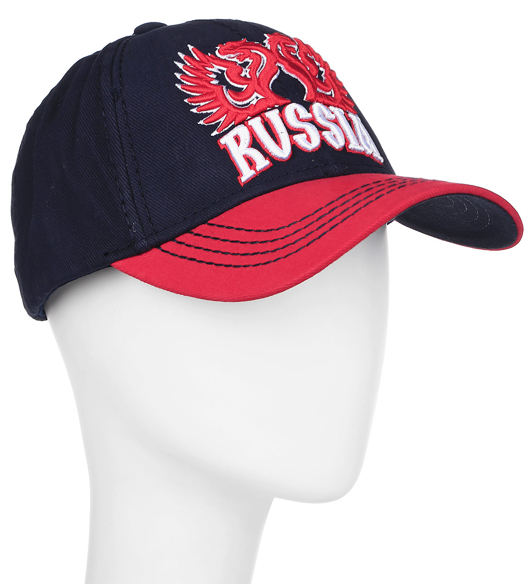Бейсболка мужская Россия, цвет: черный, красный. 10135. Размер L/XL (55-58)