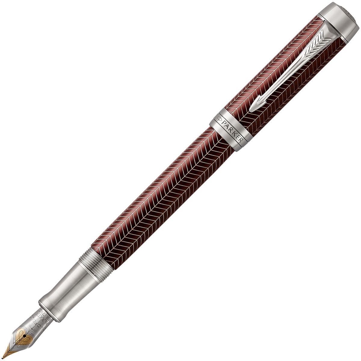 Parker Ручка перьевая Duofold Prestige Brg Shevron CTPARKER-1945418 Parker Ручка перьевая Duofold Prestige Brg Shevron CTPARKER-1945418Материал корпуса: Нержавеющая сталь.Покрытие корпуса: Тонкая гравировка шеврон на коричневом лаке.Материал отделки деталей корпуса: Нержавеющая сталь, покрытая никеле- палладием. Торец колпачка- нержавеющая сталь.Перо: Золото 18К, покрыто родием.Вложение: Конвертер Deluxe и 2 черных картриджа.Способ подачи стержня: Колпачок.Сделано во Франции.