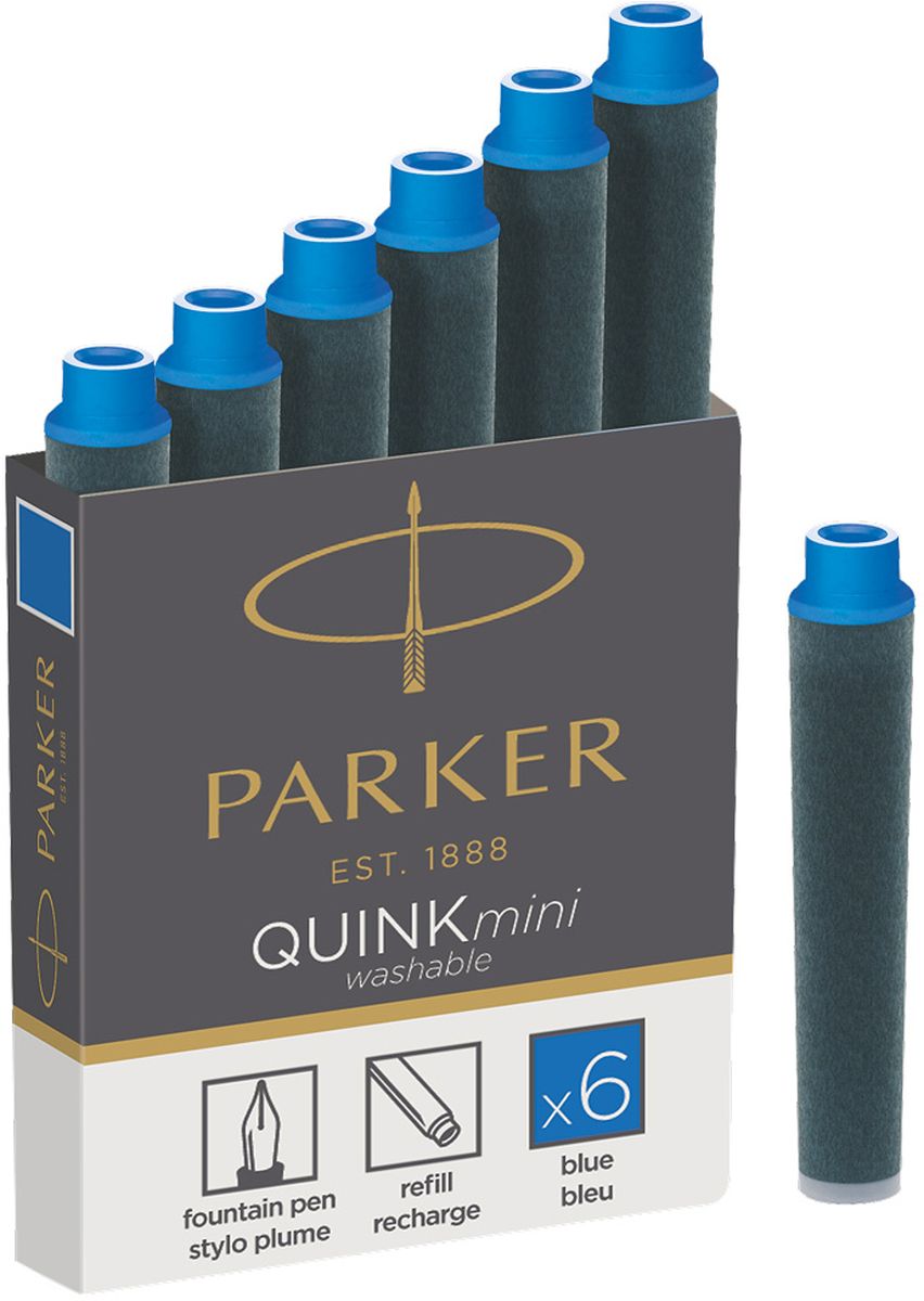 Parker Картридж с чернилами Quink Short для перьевой ручки цвет чернил синий 6 шт