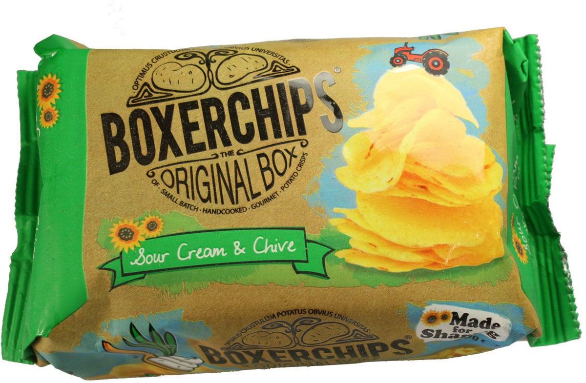 Boxerchips чипсы картофельные со сметаной и луком, 40 г5391517441963 Boxerchips чипсы картофельные со сметаной и луком, 40 г5391517441963Вкуснейшие чипсы ручной работы непосредственно из картофеля в удобной упаковке.