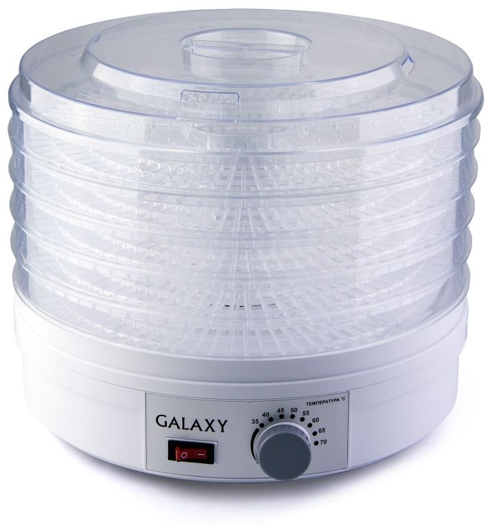 Galaxy GL 2631, White дегидратор4630003364517 Galaxy GL 2631, White дегидратор4630003364517Сушка овощей и фруктов - это самый эффективный способ сохранить в них все важные для здоровья микроэлементы и витамины. С электросушилкой для продуктов Galaxy GL 2631 процесс стал гораздо проще и эффективнее! Благодаря идеальному соотношению нужной температуры и скорости обдува продукты просушиваются равномерно и невероятно быстро!