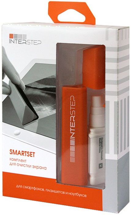 Interstep SmartSet, Orange чистящий набор для экранов32595 Interstep SmartSet, Orange чистящий набор для экранов32595Компактный набор для чистки экрана в моно корпусе. удобное хранения в настольном органайзере или при транспортировке. Включает: антибактериальная и антистатическая жидкость + щетка с микрофиброй с антибактериальной обработкой. Перезаправляемый спрей.