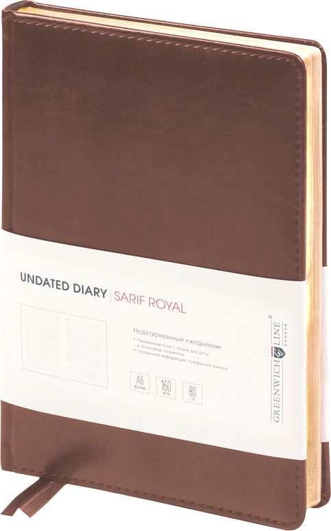 Greenwich Line Ежедневник Sarif Royal недатированный 160 листов цвет коричневый формат A6