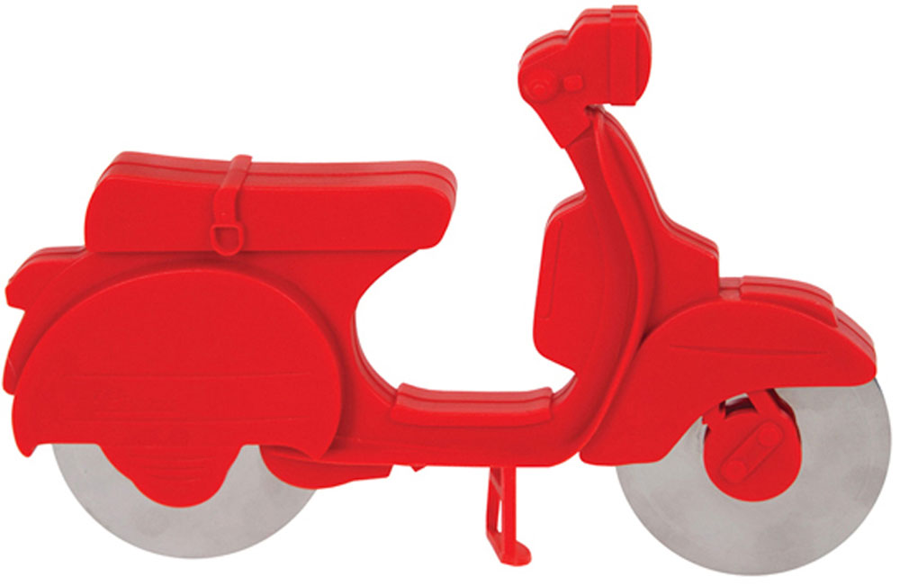 Нож для пиццы Balvi Scooter, цвет: красный24617 Нож для пиццы Balvi Scooter, цвет: красный24617Необычный нож-скутер Balvi - яркий и полезный аксессуар, который пригодится для быстрого разделения горячей пиццы на равные кусочки. Нож оснащен сразу двумя лезвиями из нержавеющей стали, которые замаскированы под колеса скутера. Сама же пластиковая основа в виде яркого скутера служит рукояткой ножа и предотвратит от случайных порезов. Необычный и яркий дизайн ножа в виде скутера, безусловно, добавит итальянского колорита при подаче вкусной и аппетитной пиццы на стол. Наслаждайтесь своим любимым лакомством, не опасаясь порезов и нарушения структуры вкусной пиццы. - Необычный дизайн ножа для пиццы в виде скутера.- Благодаря двум лезвиям пицца идеально разделится на кусочки.