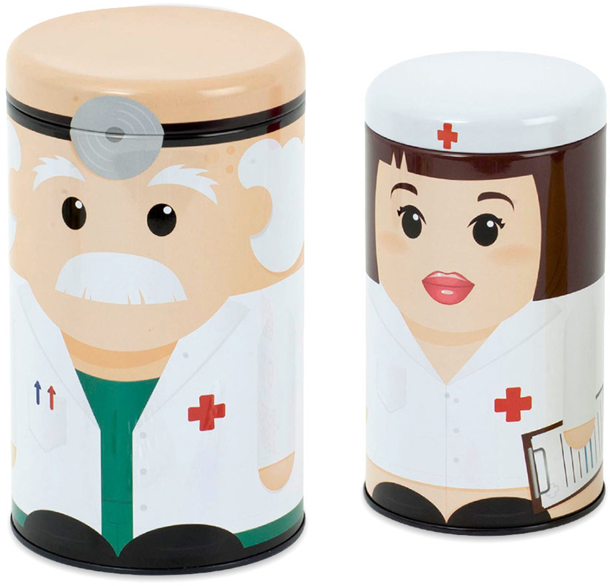 Контейнер для таблеток Balvi Dr. & Nurse, цвет: белый, 2 шт25699 Контейнер для таблеток Balvi Dr. & Nurse, цвет: белый, 2 шт25699Контейнер для таблеток Balvi - оригинальное решение для хранения лекарственных препаратов. Контейнеры выполнены в виде добродушного доктора и заботливой медсестры. Оба футляра изготовлены из прочного металла и плотно закрываются металлическими крышками. Емкости эффективно справятся с хранением лекарств любого вида и станут отличным украшением комнаты. Ваши друзья наверняка оценят столь полезный подарок и поблагодарят вас за заботу об их здоровье.В комплекте два бокса для хранения лекарств.