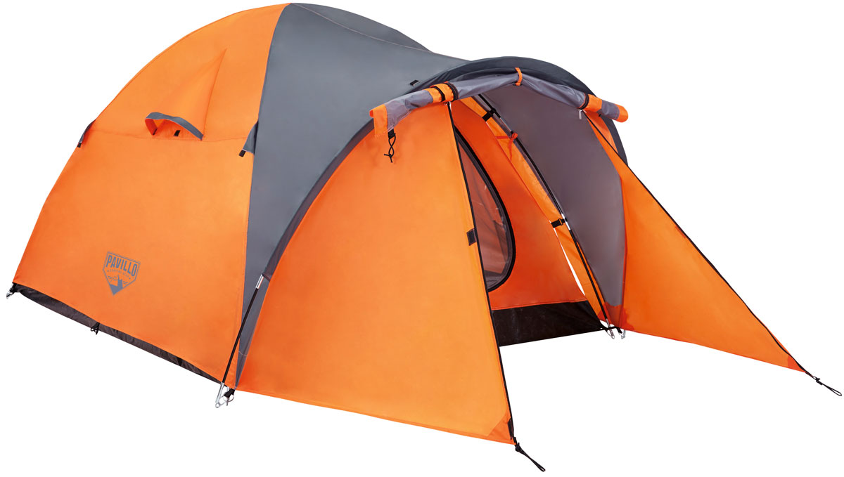 Bestway Палатка Navajo X2 Tent, 2-местная68007 Bestway Палатка Navajo X2 Tent, 2-местная68007Прочная двухслойная палатка Bestway Navajo X2 Tent изготовлена из полиэстера 190Т с полиуретановым покрытием PU2000m. Дно палатки выполнено из полиэтилена плотностью 120 г/м2. Материал палатки обработан огнезащитным составом, швы водонепроницаемые. Специально разработанная обтекаемая форма палатки обеспечивает устойчивость в ветреную погоду. Передний коридор создает дополнительное пространство. Предусмотрена плотная дверь с антимоскитной сеткой и окна. Внутри палатки расположен небольшой карман для хранения мелочей. Палатка рассчитана на 2 взрослых. Легко чистится мягкой сухой губкой, естественная сушка. Размер: (70+200) х 165 х 115 см.