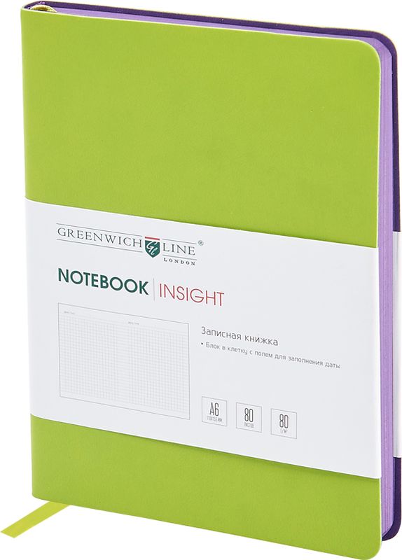 Greenwich Line Записная книжка Лайт Insight 80 листов в клетку цвет салатовыйNA6CR-11235 Greenwich Line Записная книжка Лайт Insight 80 листов в клетку цвет салатовыйNA6CR-11235Стильная записная книжка с ярким цветным контрастным срезом и ультра-мягкой обложкой из 2 слоев высококачественного кожзаменителя. Внутренний блок из высококачественной тонированной офсетной бумаги повышенной плотности 80 г/м2, клетка, пантонная печать. Прошитый блок. Закладка-ляссе в цвет обложки. Индивидуальная упаковка. Подходит под персонализацию.