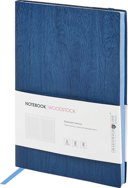 Greenwich Line Записная книжка Лайт Woodstock 80 листов в клетку цвет темно-синий формат A5