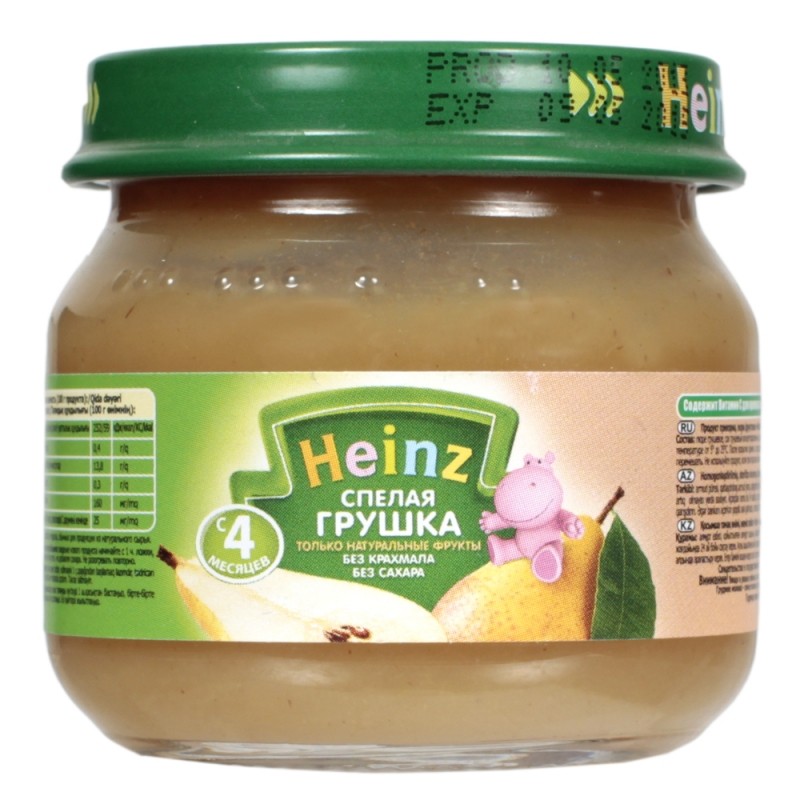Heinz пюре спелая грушка, с 4 месяцев, 80 г70100 Heinz пюре спелая грушка, с 4 месяцев, 80 г70100Продукт готов к употреблению. Нужное количество подогреть, не добавляя сахара. Не разогревать повторно.