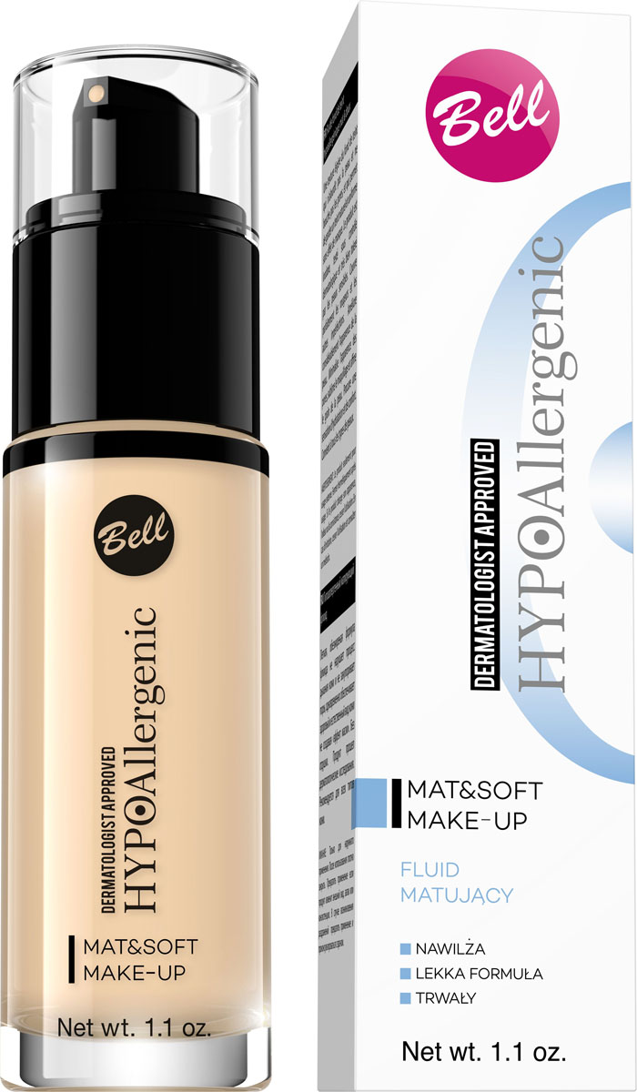 Bell Hypoallergenic Флюид матирующий гипоаллергенный Mat&soft Make-up, Тон №02, 30 млBflHA002v2 Bell Hypoallergenic Флюид матирующий гипоаллергенный Mat&soft Make-up, Тон №02, 30 млBflHA002v2Воздушная, обезжиренная структура крема придает коже легкость и не забивает поры. Оставляет чувство гладкой, естественной кожи без эффекта маски. Уменьшает видимость пор, маскирует покраснения и другие недостатки. Придает коже матовый вид.