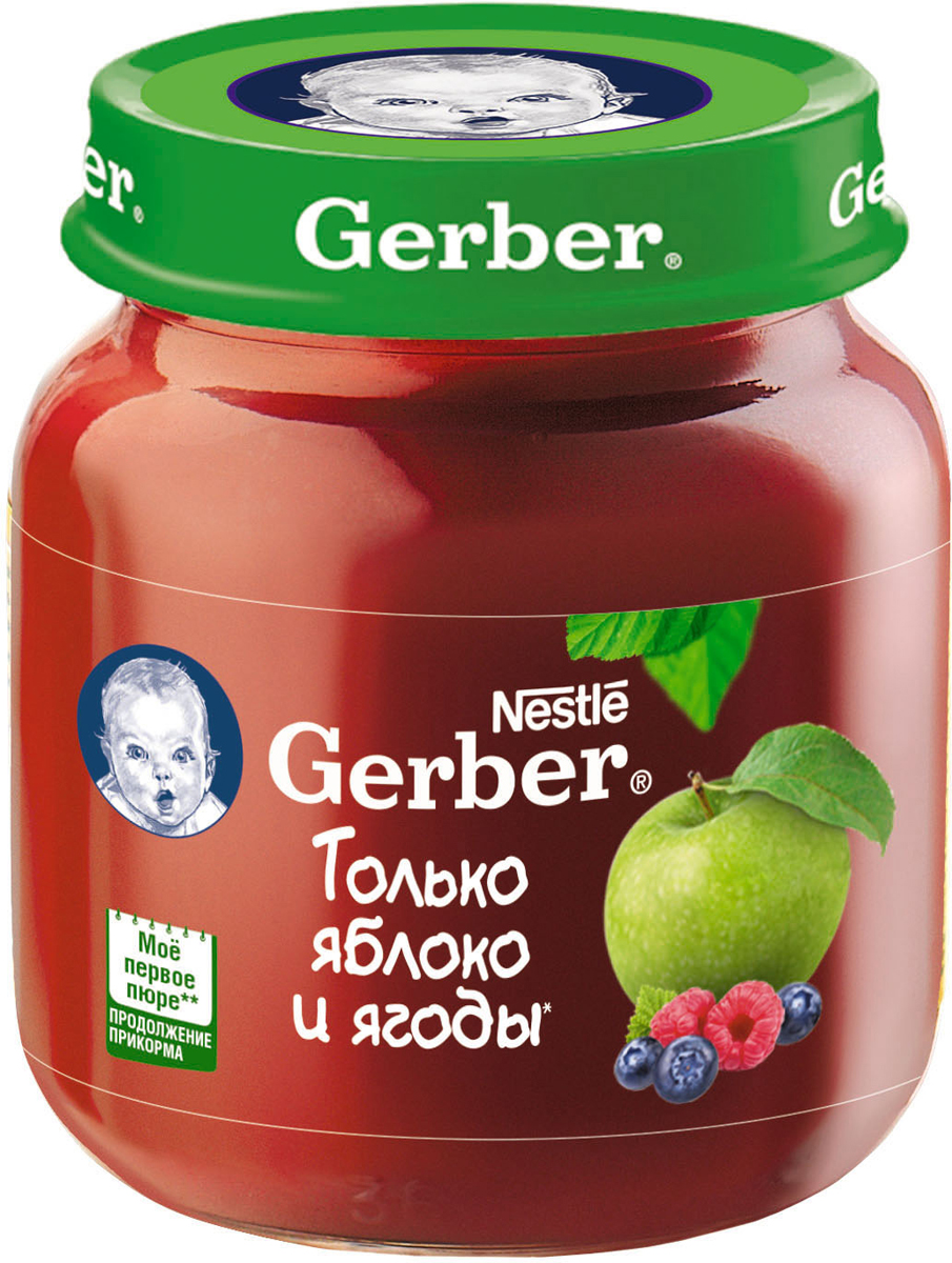 Gerber пюре яблоко с лесными я годами, 130 г12101679 Gerber пюре яблоко с лесными я годами, 130 г12101679Познакомившись с однокомпонентными продуктами, ваш малыш готов к расширению меню. Gerber предлагает фруктовые пюре из нескольких компонентов. Они вносят необходимое разнообразие в рацион малыша и прекрасно подходят для плавного расширения меню. Фруктовое пюре Gerber яблоко с лесными я годами приготовлено из натуральных фруктов, богато витаминами, органическими кислотами и пектинами. Нежная консистенция помогает научиться глотать более густую пищу, а специальный способ производства пюре Gerber позволяет сохранить всю пользу натуральных фруктов в каждой баночке. Без добавления крахмала, сахара. Изготовлено без использования генетически модифицированных ингредиентов, искусственных консервантов, красителей и ароматизаторов. Для принятия решения о сроках и способе введения данного продукта в рацион ребенка необходима консультация специалиста. Возрастные ограничения указаны на упаковке товаров в соответствии с законодательством РФ.
