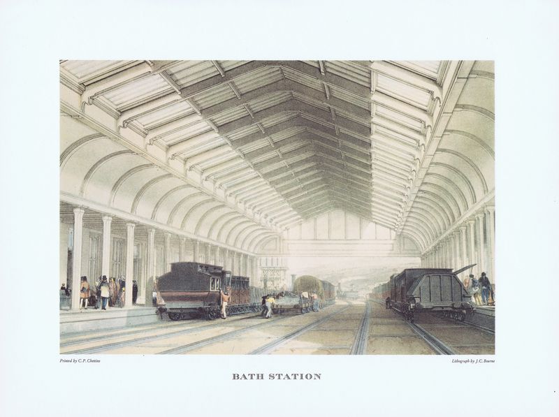 Железнодорожная станция в городе Бат. Англия. Офсетная литография. Англия, Лондон, 1965 год