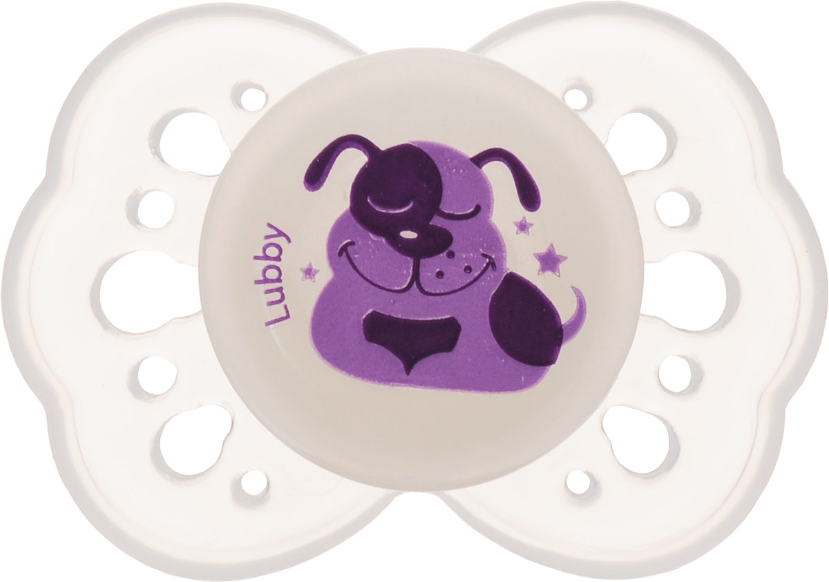 Lubby Пустышка силиконовая Нежная для сна от 0 месяцев цвет фиолетовый прозрачный