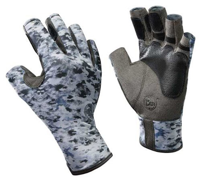 Перчатки рыболовные Buff Angler Fish Camo, цвет: серо-белый камуфляж. 15213. Размер XL/XXL (8,5-9)Angler Fish Camo Перчатки рыболовные Buff Angler Fish Camo, цвет: серо-белый камуфляж. 15213. Размер XL/XXL (8,5-9)Angler Fish CamoТехнологичные рыболовные перчатки с креативным дизайном Pro Angler Fish Camo выполнены из прочной стрейчевой ткани. Прекрасно облегают кисть, защищают от проникновения влаги и физических повреждений кожи. Ладонь перчатки не скользит при соприкосновении с мокрой поверхностью. Перчатки имеют фактор защиты от солнца UPF 50+, при этом прекрасно дышат и обеспечивают комфорт. Модель имеет открытые пальцы и удлиненную манжету.