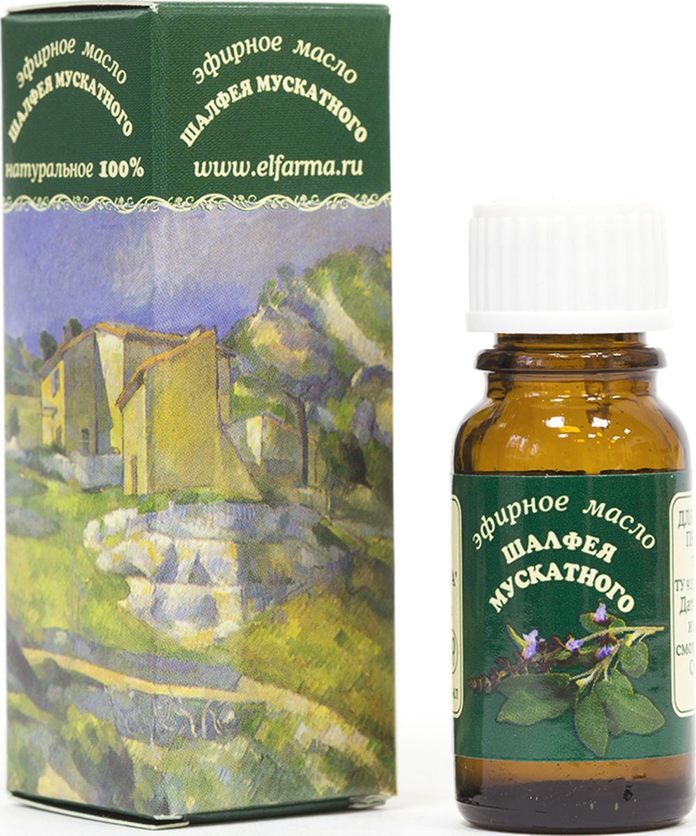 Elfarma Эфирное масло Мускатного Шалфея, 10 мл00000001039 Elfarma Эфирное масло Мускатного Шалфея, 10 мл00000001039Гиппократ рекомендовал продукт для улучшения работы органов чувств и печени.