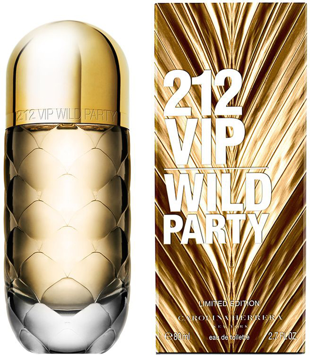 Carolina Herrera Туалетная вода женская 212 Vip Wild Party, 80 мл8411061824269 Carolina Herrera Туалетная вода женская 212 Vip Wild Party, 80 мл8411061824269212 Vip Wild Party, новое лимитированное издание во вселенной парных ароматов 212 VIP. Свежий цветочно-фруктовый аромат для женщин 212 Vip Wild Party — это искрящийся коктейль из экзотических ингредиентов. Девушка в стиле 212 Vip Wild Party современная, обаятельная и яркая. Верхние насыщенные ноты грейпфрута и ананаса раскрываются пьянящей волной цветов апельсина и орхидеи в сердце аромата. Древесно-мускусные шлейфовые ноты подчеркивают новый характер ароматов женской вселенной 212 VIP. верхние ноты: Грейпфрут, ананас; средние ноты: цветы апельсина, цветы орхидеи; шлейф: Древесно-мускусные ноты.