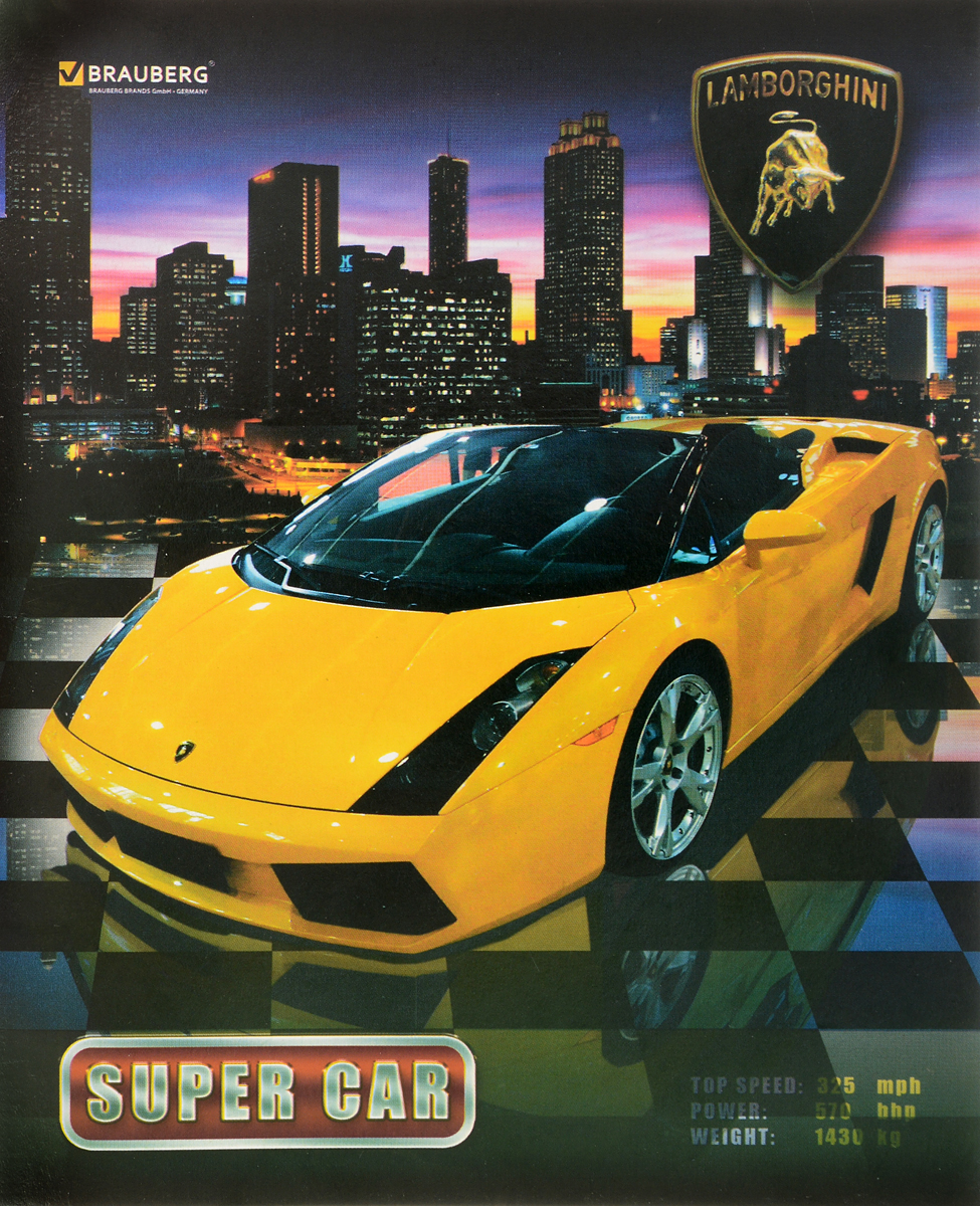 Brauberg Тетрадь Авто Lamborghini 48 листов в клетку401282_желтая машина Brauberg Тетрадь Авто Lamborghini 48 листов в клетку401282_желтая машинаТетрадь Brauberg Авто Lamborghini подойдет как школьнику, так и студенту. Обложка тетради выполнена из плотного картона, что позволит сохранить ее в аккуратном состоянии на протяжении всего времени использования.Внутренний блок тетради, соединенный двумя металлическими скрепками, состоит из 48 листов белой бумаги. Стандартная линовка в клетку голубого цвета дополнена полями.