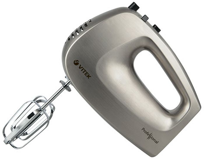 Vitek VT-1422(CH), Silver миксерVT-1422(CH) Vitek VT-1422(CH), Silver миксерVT-1422(CH)Миксер VITEK 1422(CH) - это незаменимый помощник на кухне любой современной хозяйки. Миксер идеально подходит для смешивания различных жидкостей, завешивания теста, взбивания яиц, кремов или для приготовления пюре. Устройство имеет 5 режимов скорости, что позволяет выбрать наиболее оптимальный уровень интенсивности взбивания.
