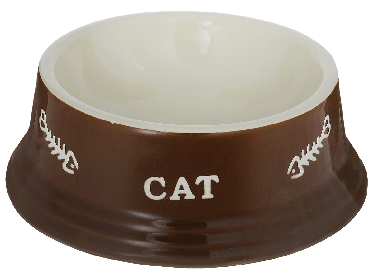 Миска для кошек Nobby Cat, цвет: коричневый, светло-бежевый, 140 мл73371 Миска для кошек Nobby Cat, цвет: коричневый, светло-бежевый, 140 мл73371Миска для кошек Nobby Cat выполнена из керамики, покрытой глазурью. Внешние стенки дополнены рельефными рисунками и надписями. Миска достаточно тяжелая, поэтому не будет скользить по полу. Диаметр миски по верхнему краю: 12 см. Диаметр основания: 15 см. Высота миски: 5 см.