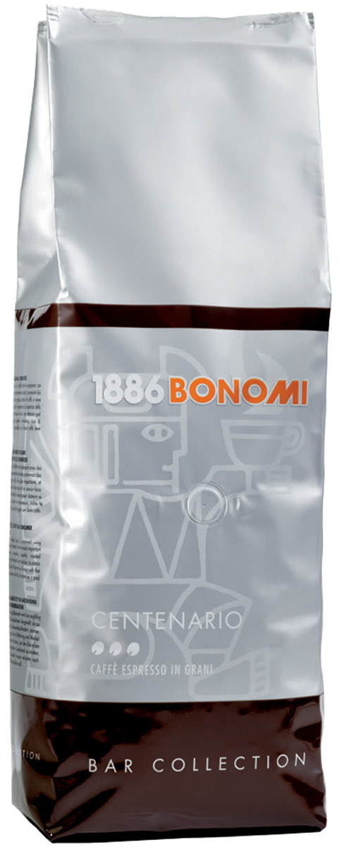 Bonomi Centenario кофе в зернах, 1 кгCBNM00-000001 Bonomi Centenario кофе в зернах, 1 кгCBNM00-000001Кофе Бономи Чентенарио - кофе средней обжарки. Юбилейный купаж в честь 100-летия дома Bonomi. Интенсивные ноты свежей выпечки, лесного ореха и горького шоколада. Напиток крепкий и плотный с устойчивой крема. Смесь Bonomi Centenario наиболее подходит для любителей крепкого кофе, кофе большого объема, напитков с молоком и/или молочной пеной. 70% Арабика, 30% Робуста.