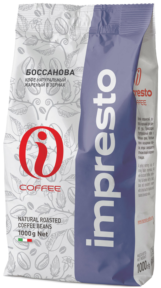 Impresto Bossanova кофе в зернах, 1 кгCIMPCH-000030 Impresto Bossanova кофе в зернах, 1 кгCIMPCH-000030Кофе Impresto Bossanova (Импресто Боссанова) – данный купаж станет хорошим подарком, подчеркивающим ваш избирательный вкус. Букет обладает тонким и одновременно плотными, богатыми нотками с послевкусием фундука и грецкого ореха.