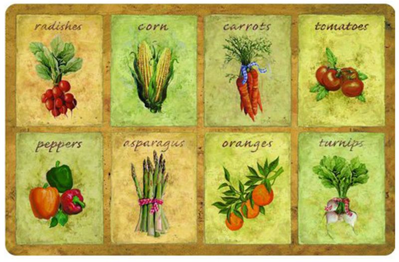 Коврик защитный Apache Mills Veggie Panels, 56 х 86 см5422 Коврик защитный Apache Mills Veggie Panels, 56 х 86 см5422Эксклюзивная новинка на российском рынке - мягкий и комфортный коврик для кухни. Может использоваться на кухне перед плитой или мойкой, на летней открытой кухне перед жаровней или барбекю, на лоджии или веранде. Коврик не только защищает поверхность пола от загрязнейний в местах, которые наиболее подвержены им, но облегчает нагрзку на стопу благодаря материалу, из которого изготовлен - вспененный ПВХ, поэтому обладает преимуществами терапевтической пены: превосходной амортизацией, ударопоглащающей функцией, принимает форму стопы и моментально восстанавливает исходное состояние. Коврик обладает отличными влагоотталкивающими свойствами, устойчив к загрязнениям. Печатный рисунок обладает высокой честкостью и цветопередачей, не вымывается и не выцветает при длительном использовании. Такой коврик станет настоящей находкой для домохозяк, которые много времени проводят стоя у плиты, и тех, кто просто любит готовить. Допускается счищать пятна теплой водой с мылом, сушить в горизонтальном положении.
