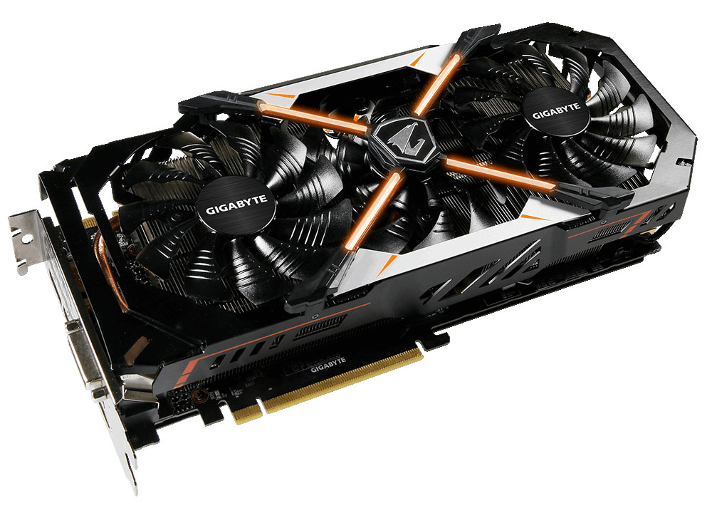 Gigabyte AORUS GeForce GTX 1080 8GB видеокартаGV-N1080AORUS-8GD Gigabyte AORUS GeForce GTX 1080 8GB видеокартаGV-N1080AORUS-8GDGigabyte AORUS GeForce GTX 1080 обеспечивает самую высокую производительность, добавляя продвинутые игровые технологии (NVIDIA GameWorks) и самую продвинутую игровую экосистему (GeForce Experience).ПроизводительностьРеализовано с помощью новой архитектуры nVidia Pascal, Geforce GTX 10-я серия это квантовый скачок в эффективности производительности и энергопотребления.Технология nVidia GameWorks поддерживает последние требования современных мониторов, включая VR, мониторы с ультравысоким разрешением, так же обеспечивает плавный игровой процесс, кинематографический опыт, возможность захвата изображения 360 даже в VR.Видеокарты AORUS созданы, что бы удовлетворить требования игровых энтузиастов. Видеокарты AORUS основаны на революционной архитектуре NVIDIA Pascal GPU, обеспечивая невероятный игровой опыт.AORUS обеспечивает всестороннее охлаждение для всех ключевых компонентов видеокарты. Благодаря этому, обеспечивается стабильная работа и более длительный срок службы.Система охлаждения Gigabyte WINDFORCE stack ЗХ реализована и состоит из трех 100 мм вентиляторов, с уникальным дизайном лопастей, с двойным шарикоподшипником. Ребра радиатора имеют угол наклона, 6 композитных теплоотводящих трубок напрямую отводят тепло от графического процессора. Все это обеспечивает эффективную мощность рассеивания тепла для повышения производительности при низких температурах.Доступно 16.8 млн цветовых оттенков и различные схемы работы подсветки, вы можете установить необходимый режим с помощью программного обеспечения AORUS.Благодаря наличию трех разъемов HDMI, трех разъемов DisplayPort и одного DVI-D, вы можете подключить к видеокарте до 4-х мониторов и / или устройств VR одновременно. Подключенные разъемы автоматически определяются при перезагрузке ПК.Пыленепроницаемое покрытие защищает плату от пыли, насекомых, падающих винтиков, стружки, и истирания. Влагозащитное покрытие защищает карту от протекшей жидкости. Коррозионностойкое покрытие защищает карту от активных разъедающих растворов, таких как, соляные растворы, влажность, и коррозия.На нестабильную работу и питание шины PCI-E укажет LED индикатор. Индикатор оповещает пользователя миганием, если по какой-то причине работа питания не соответствует норме.Полностью автоматизированный производственный процесс гарантирует высокое качество печатных плат и устраняет возможность возникновения острых выступов разъемов для пайки, которые находятся на поверхности печатной платы. Продуманная конструкция предотвращает ваши руки от порезов или непреднамеренных повреждений компонентов при создании системы.Программное обеспечение AORUSНастраивайте частоты, напряжение, режим работы вентиляторов, режим работы RGB подсветки, параметры производительности, режимы меню. Все эти настройки могут быть изменены в режиме реального времени, согласно вашим предпочтениям.