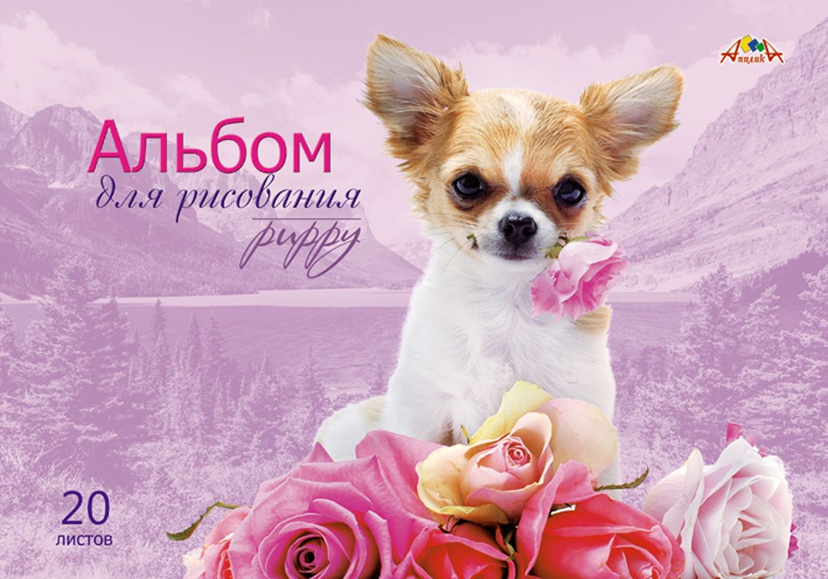 Апплика Альбом для рисования Щенок с цветами 20 листовС0526-26 Апплика Альбом для рисования Щенок с цветами 20 листовС0526-26Альбом для рисования Апплика формата А4 порадует маленького художника и вдохновит его на творчество.Альбом изготовлен из белоснежной офсетной бумаги 110 г/м2 с яркой обложкой из мелованного картона.Внутренний блок альбома, соединенный гребнем, состоит из 20 листов. Высокое качество бумаги позволяет рисовать в альбоме карандашами, фломастерами, акварельными и гуашевыми красками.