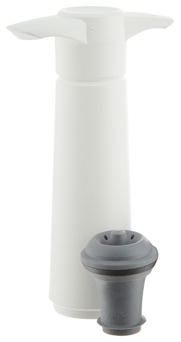 Насос вакуумный Vacu Vin Wine Saver, цвет: белый0854260_белый Насос вакуумный Vacu Vin Wine Saver, цвет: белый0854260_белыйВакуумный насос Vacu Vin Wine Saver предназначен для закупоривания открытых бутылок с вином. Многоразовые пробки из специальной пищевой резины, которыми укомплектован насос, позволяют плотно запечатать начатую бутылку вина. При помощи насоса Wine Saver из бутылки выкачивается воздух, поэтому процесс окисления вина приостанавливается. Вы сможете открывать и закрывать бутылку снова и снова, сколько угодно раз, и вино при этом не потеряет своего очарования.Wine Saver снабжен звуковым индикатором. Как только оптимальная степень вакуума достигнута, вы услышите небольшой щелчок. Это означает, что теперь вино находится в сохранности и бутылку можно убрать на хранение.Уникальный современный дизайн.В комплект входит одна многоразовая пробка.Звуковой индикатор.Внимание: насос не подходит для закупорки игристых вин!