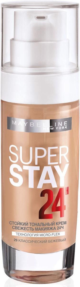Maybelline New York Суперстойкий Тональный Крем SUPERSTAY24, оттенок 29, классический бежевый, 30 млB2846000 Maybelline New York Суперстойкий Тональный Крем SUPERSTAY24, оттенок 29, классический бежевый, 30 млB2846000стойкость 24 часа. Благодаря технологии Микро-флекс и пигментам свежести новый тональный крем выдерживает прикосновения рук, телефонные звонки и непогоду. Суперстойкое покрытие, которое остается безупречным весь день. Данный оттенок подходит темной коже с холодным подтоном.
