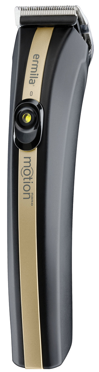 Ermila Motion Nano 1585-0041, Black Gold триммер1585-0041 Ermila Motion Nano 1585-0041, Black Gold триммер1585-0041Ermila Motion Nano 1585-0041 - стильный профессиональный триммер с комбинированным питанием, эргономичным дизайном и съемным ножевым блоком Star Blade II. Magic Blade II - высококачественные профессиональные лезвия из нержавеющей стали Made in Germany. Ультракороткая минимальная длина среза 0,4 мм. Закрытая задняя часть лезвий значительно облегчает чистку.120 минутная быстрая зарядка обеспечивает до 100 минут непрерывной работы. Аккумулятор без эффекта памяти.