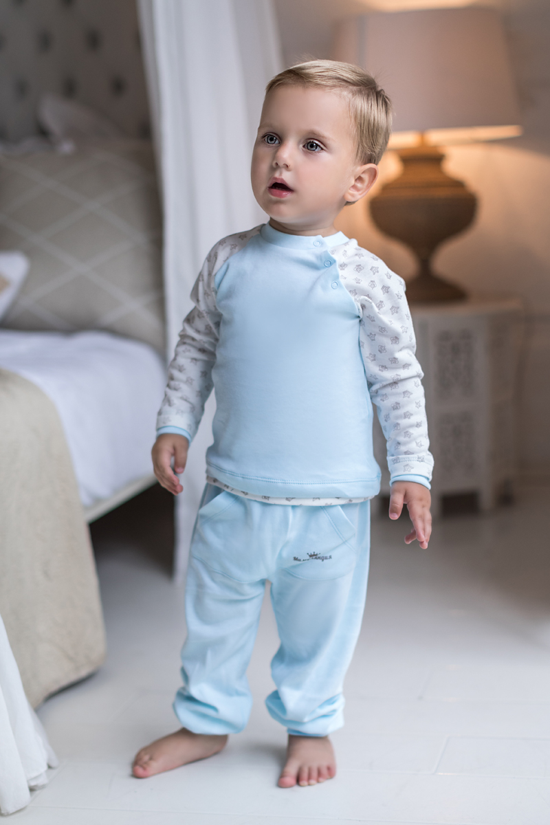 Кофточка для мальчика Мамуляндия Маленький принц, цвет: молочный, голубой. 17-317. Размер 62