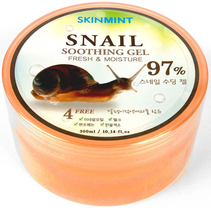Skinmint Увлажняющий гель для лица и тела с экстрактом улитки, 300 мл270644 Skinmint Увлажняющий гель для лица и тела с экстрактом улитки, 300 мл270644Баночка объемом 300 мл станет универсальным уходовым средством для всей семьи. Гель можно использовать для кожи лица и тела, для волос и ногтей. Гель могут использовать как женщины, так и мужчины, как взрослые, так и дети.Основной компонент геля – экстракт слизи улитки. Этот натуральный компонент, созданный самой природой, является уникальным комплексом массы полезных веществ. Слизь улитки состоит из воды и муцина, который, в свою очередь, имеет уникальный химический состав (белки, полисахариды, минеральные соли, аллантоин, коллаген, эластин, витамины, гиалуроновую и гликолевую кислоты).
