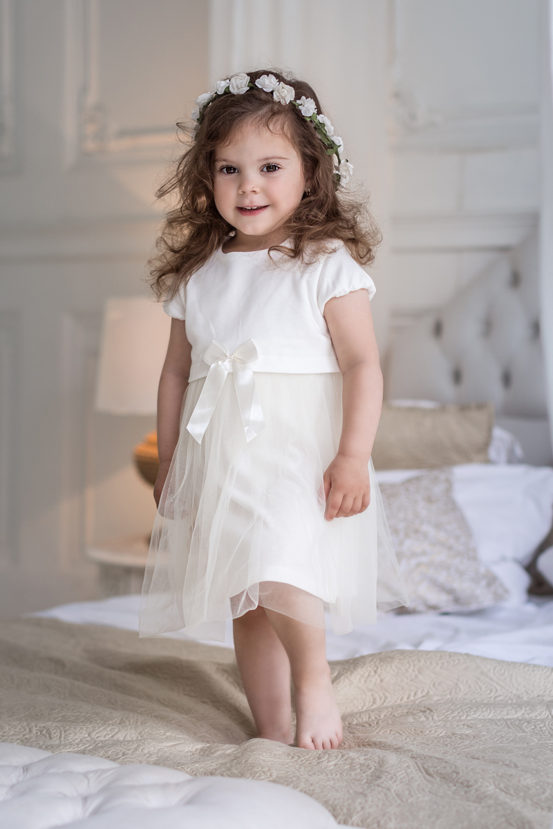 Платье для девочки Мамуляндия Ноктюрн, цвет: молочный. 17-403. Размер 86