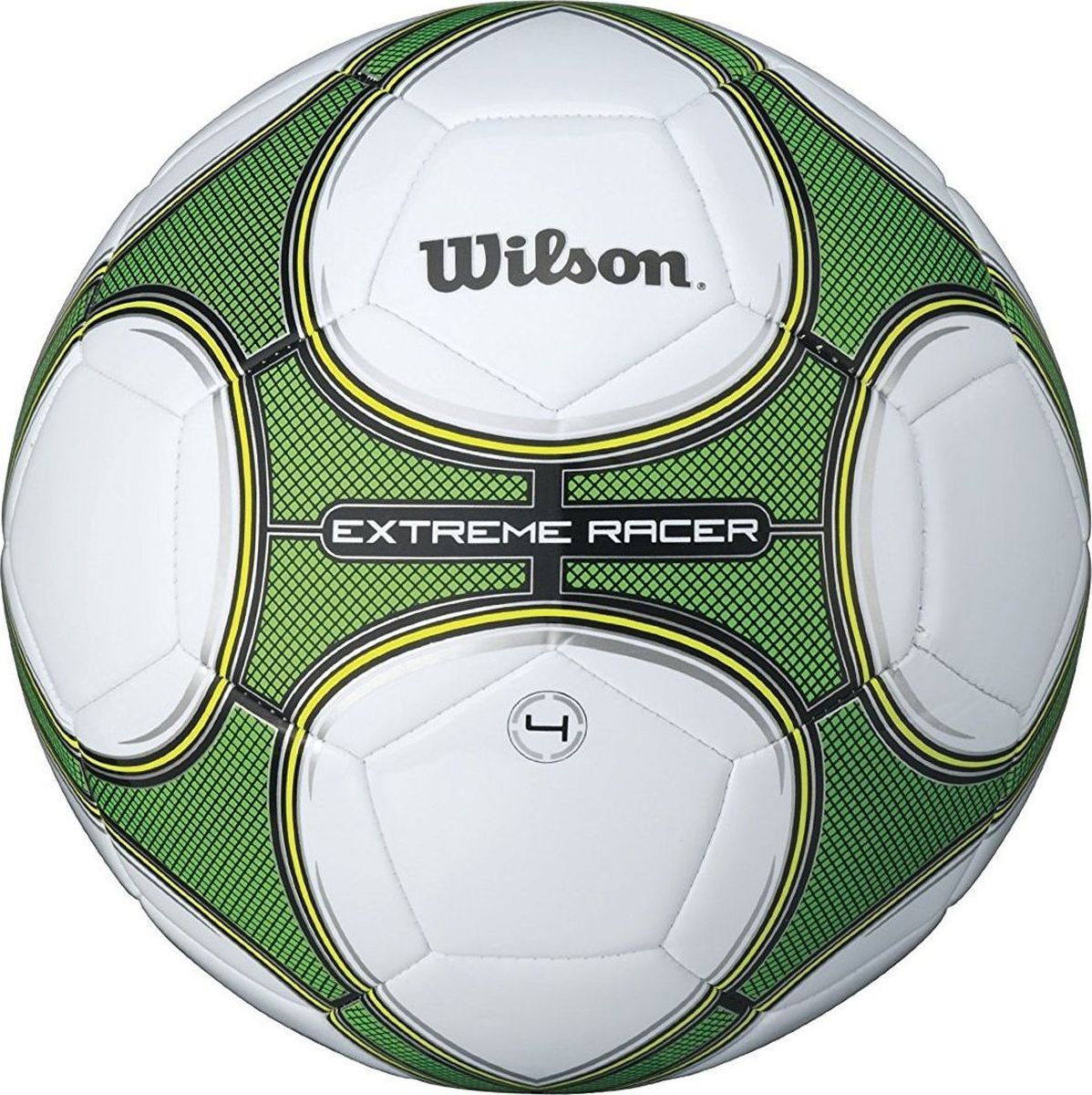 Мяч футбольный Wilson Extreme Racer, цвет: зеленый, белый. Размер 4WTE8716XB04 Мяч футбольный Wilson Extreme Racer, цвет: зеленый, белый. Размер 4WTE8716XB04Футбольный мяч Wilson Extreme Racer выполнен из композитных материалов. Мяч имеет 30 панелей, сшитых вручную. Устойчив к трению и износу, подходит для игры на любых поверхностях в любых погодных условиях. Футбольный мяч Wilson Extreme Racer может выдерживать не только грунтовые поверхности, но и асфальт, он стойкий к сильным ударам, комфортный и оригинальный благодаря своему дизайну.Длина окружности: 63,5 см. УВАЖАЕМЫЕ КЛИЕНТЫ!Просим обратить ваше внимание на тот факт, что мяч поставляется в сдутом состоянии и надувается при помощи насоса (насос не входит в комплект).